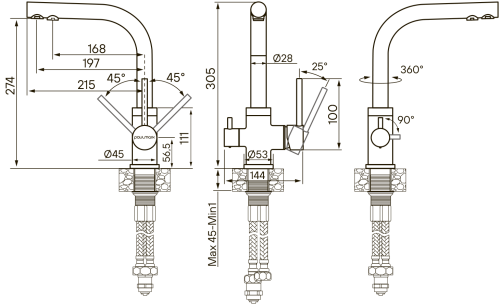 Смеситель для кухни Paulmark ESSEN Es213011-302 на раковину песочный - фото 2